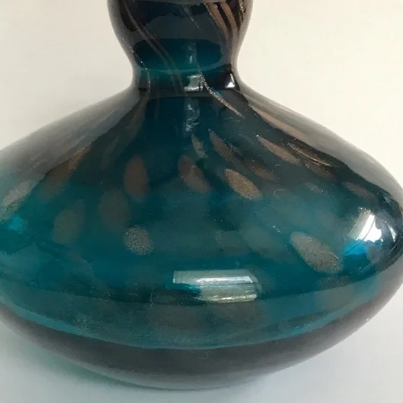 Loetz Art Nouveau Teal With Gold Glitter Vase - Picture 11 of 13